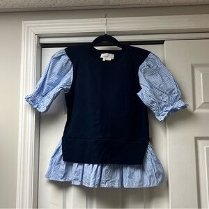 Anthropologie Navy and Blue Striped Blouse